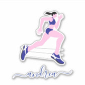 Girl Runner Marathon Runner Track Athlete Name Sticker (Voorkant)
