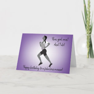 Girl Runner met Plait Birthday Card Kaart