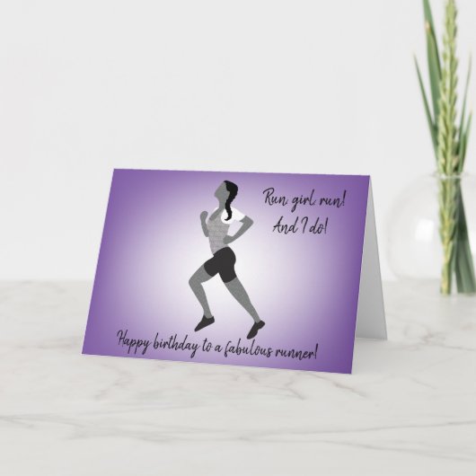 Girl Runner met Plait Birthday Card Kaart (Voorkant)
