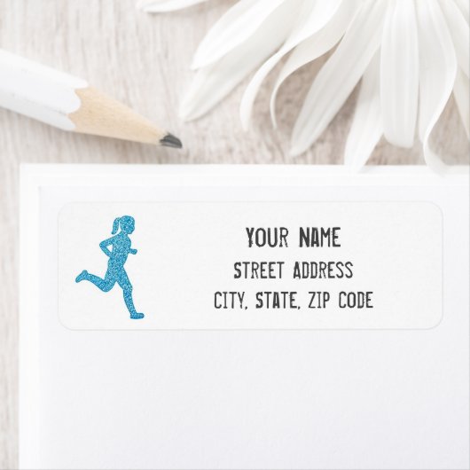 Girl Runner Return-adreslabel Etiket (Insitu)