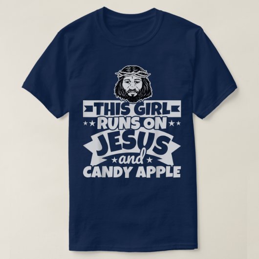 Girl runs on Jesus and candy apple T-shirt (Design voorkant)