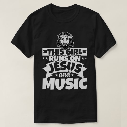 Girl runs on Jesus and Music T-shirt (Design voorkant)