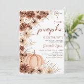 Girl Rustic Little Pumpkin Baby shower Kaart (Staand voorkant)