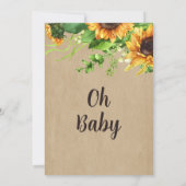 Girl Rustic Sunflower Baby Shower Kaart (Achterkant)