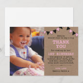 Girl rustic-verjaardag bedankt kaart (Voorkant / Achterkant)