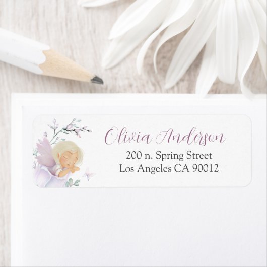 Girl’s Butterfly & Flower Baby Shower address Etiket (Insitu)