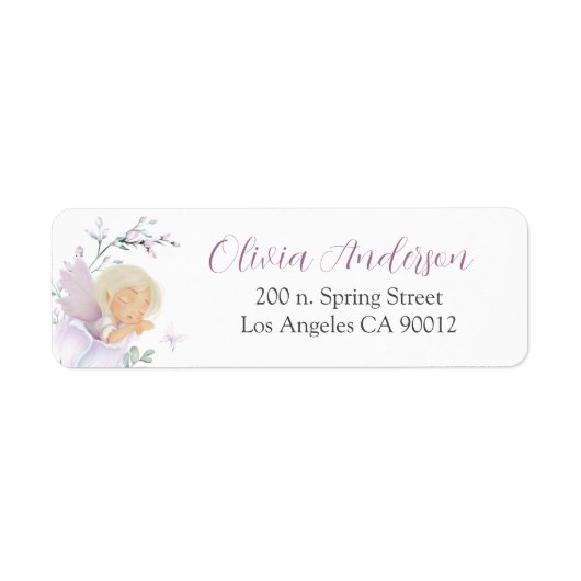 Girl’s Butterfly & Flower Baby Shower address Etiket (Voorkant)
