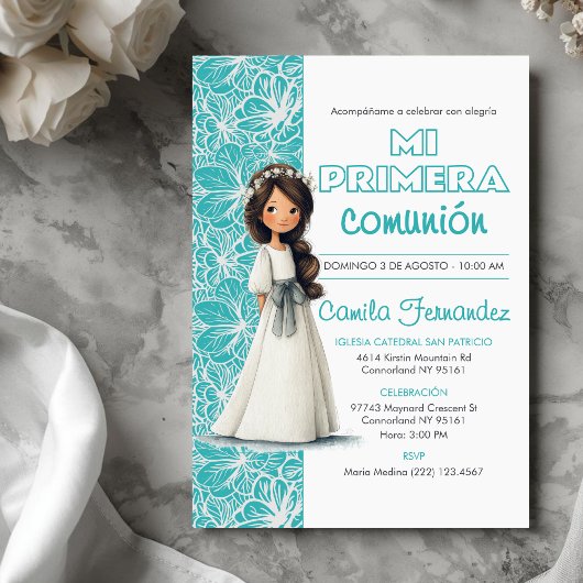 Girl’s First Communion Cute Catholic Religious Kaart