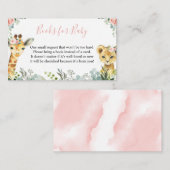 Girl Safari Animal Baby shower Book for Baby Informatiekaartje (Voorkant / Achterkant)