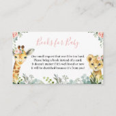 Girl Safari Animal Baby shower Book for Baby Informatiekaartje (Voorkant)