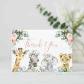Girl Safari Animal Baby shower Dank je wel (Staand voorkant)