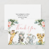 Girl Safari Animal Baby shower Dank je wel (Voorkant / Achterkant)