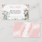 Girl Safari Animal Baby shower Diaper Raffle Informatiekaartje (Voorkant / Achterkant)