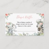 Girl Safari Animal Baby shower Diaper Raffle Informatiekaartje (Voorkant)