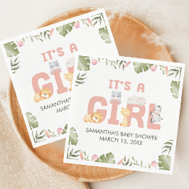 Girl Safari Animal Baby Shower Servet