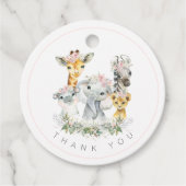 Girl Safari Animals Baby shower Bedankjes Labels (Voorkant)