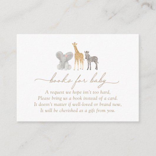 Girl Safari Animals Baby shower Books for Baby Informatiekaartje (Voorkant)