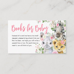 Girl Safari Animals Baby shower Books for Baby Informatiekaartje