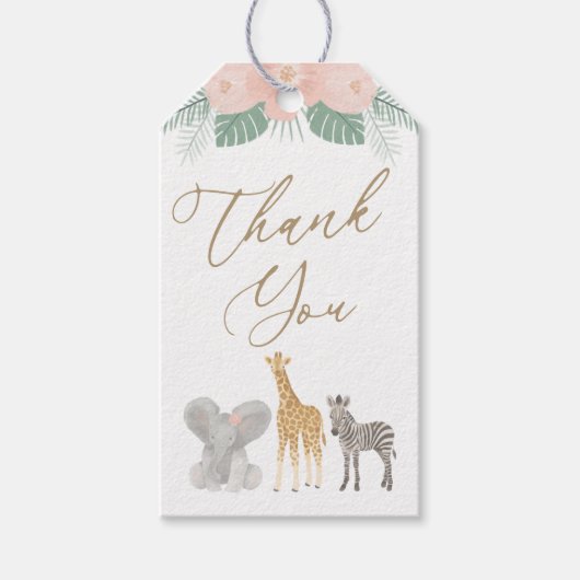 Girl Safari Animals Baby shower Cadeaulabel (Voorkant)