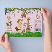 Girl Safari Animals Baby shower Chip Bag Wrapper Flyer (Hand)