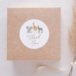 Girl Safari Animals Baby shower Dank je wel Ronde Sticker