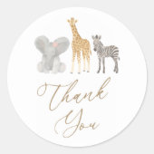 Girl Safari Animals Baby shower Dank je wel Ronde Sticker (Voorkant)