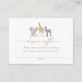 Girl Safari Animals Baby shower Diaper Raffle Informatiekaartje (Voorkant)