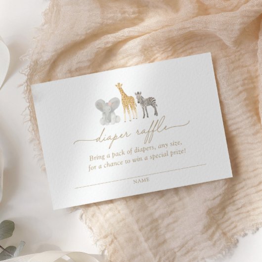 Girl Safari Animals Baby shower Diaper Raffle Informatiekaartje