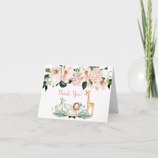Girl Safari Animals Baby shower Hartelijk dank Bedankkaart (Voorkant)