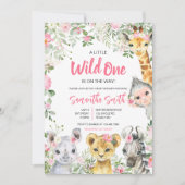 Girl Safari Animals Baby shower Kaart (Voorkant)