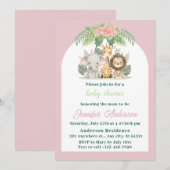 Girl Safari Animals Baby shower Kaart (Voorkant / Achterkant)