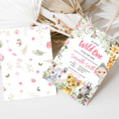 Girl Safari Animals Baby shower Kaart