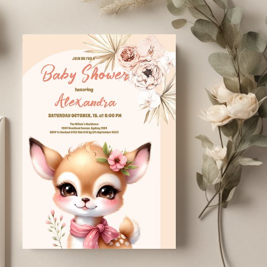 Girl Safari Animals Baby shower Kaart