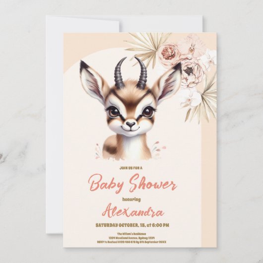 Girl Safari Animals Baby shower Kaart (Voorkant)