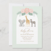 Girl Safari Animals Baby shower Uitnodiging (Voorkant)