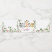 Girl Safari Animals Baby shower Waterfles Etiket (Enkel label)