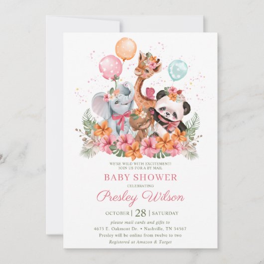 Girl Safari Animals Kaart (Voorkant)