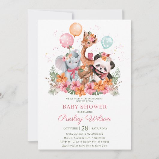 Girl Safari Animals Kaart (Voorkant)