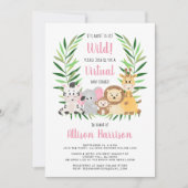 Girl Safari Animals Virtual Baby shower Kaart (Voorkant)