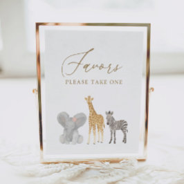 Girl Safari Baby shower Favors Sign Poster