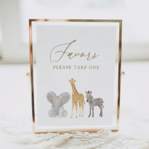 Girl Safari Baby shower Favors Sign Poster