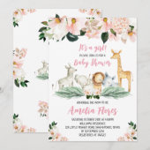 Girl Safari Baby Shower Kaart (Voorkant / Achterkant)