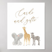 Girl Safari Baby shower Kaarten en Gifts Sign Poster (Voorkant)