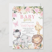 Girl Safari Baby shower Uitnodiging (Voorkant)