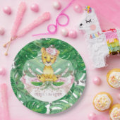 Girl Safari Lion Illustration Personalized Papieren Bordje (Feest)