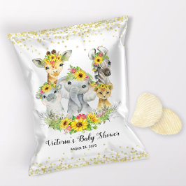 Girl Safari Sunflower Baby shower Chip Bag Wrapper Flyer