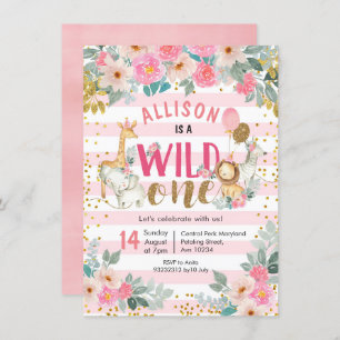 Girl safari Wiléone verjaardagsuitnodiging Kaart