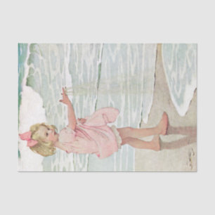 Girl Sandy Beach Nautical Ocean Tissuepapier