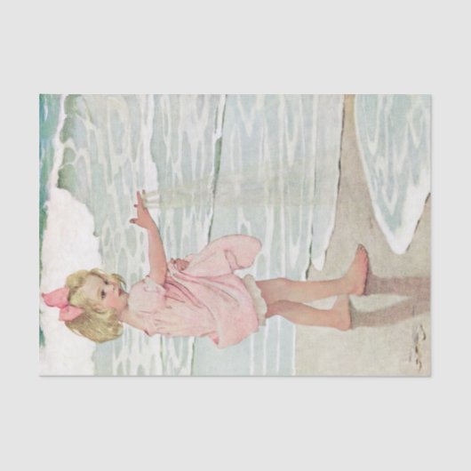  Girl Sandy Beach Nautical Ocean Tissuepapier (Voorkant)