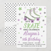 Girl Schaats Birthday Party Invitation Kaart (Voorkant / Achterkant)